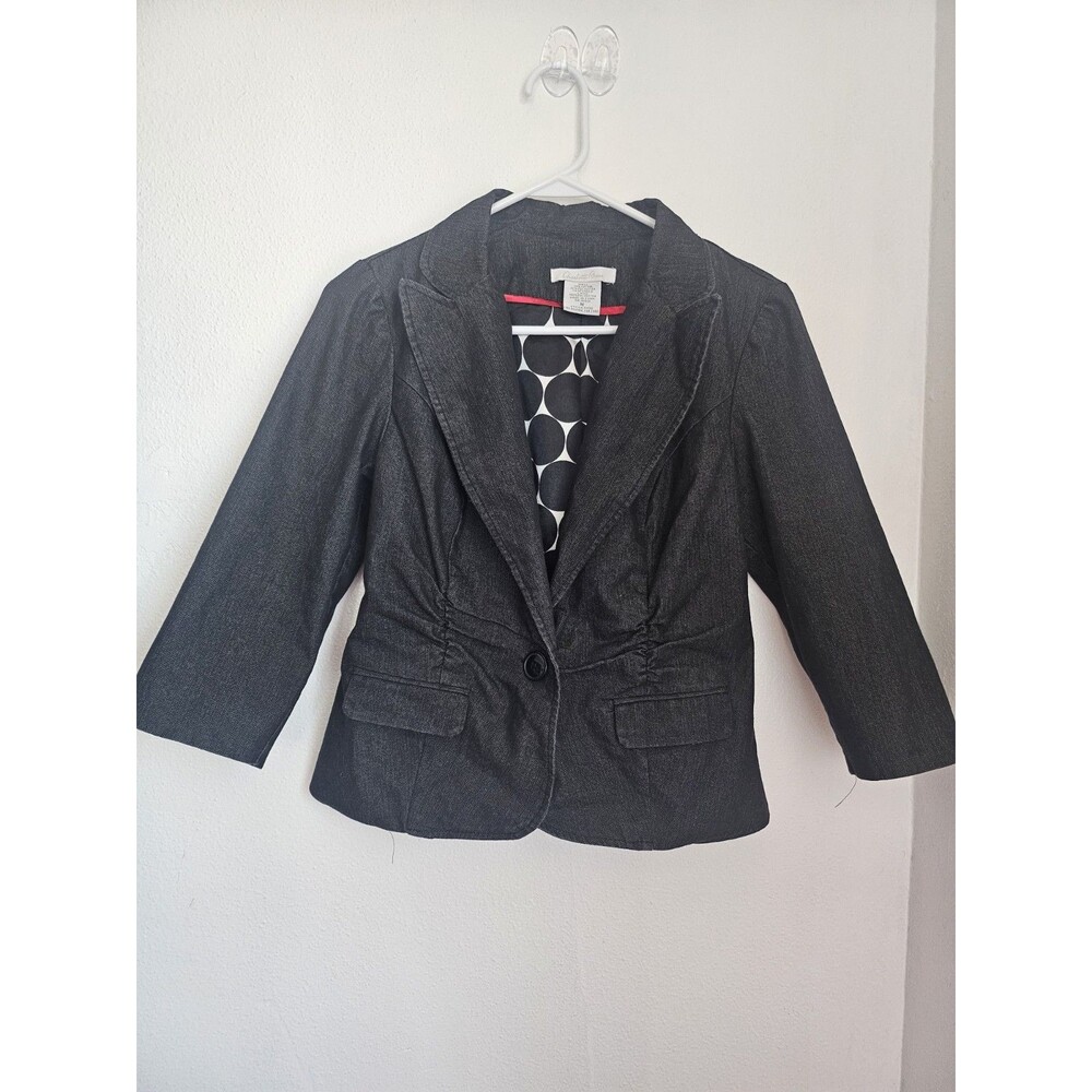 Charolette Russe Y2k 2000's Ruched Blazer Women's Size Medium Poka dot Lined.